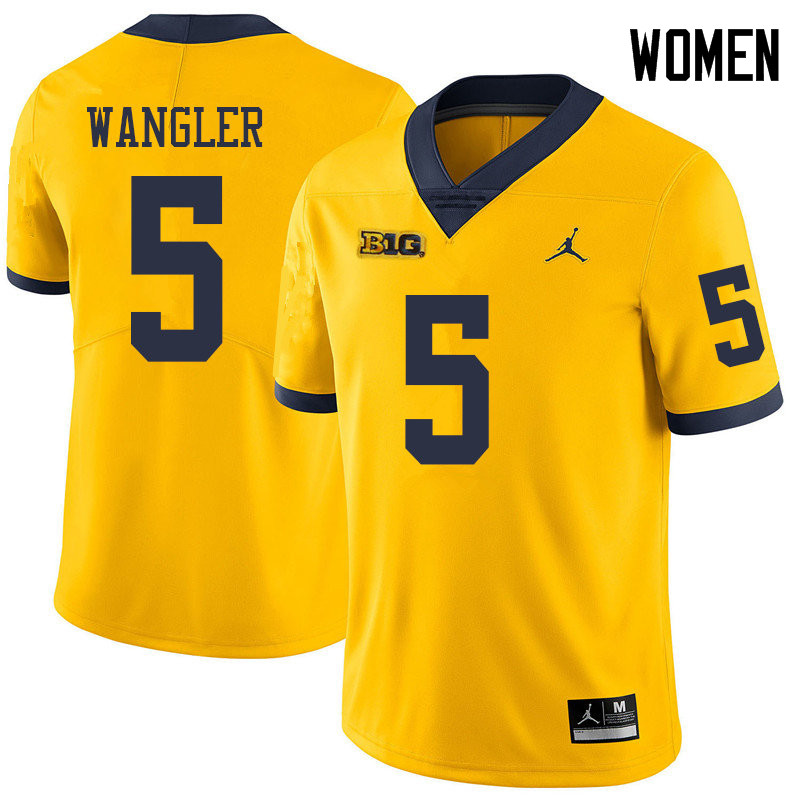 Jordan Brand Women #5 Jared Wangler Michigan Wolverines College Football Jerseys Sale-Yellow